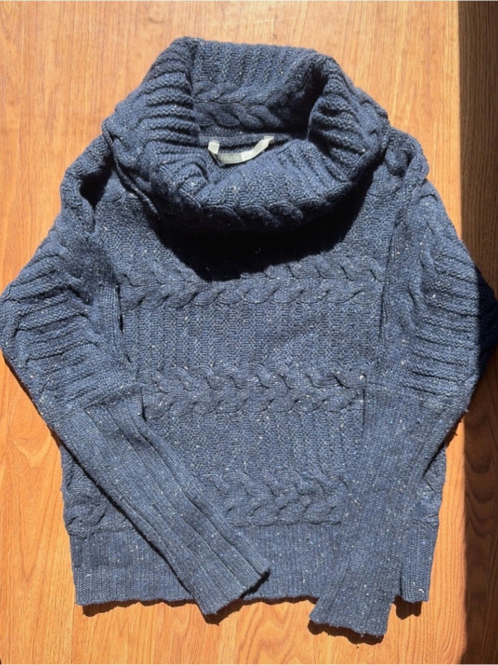 Athleta Cozy Navy Cable-Knit Turtleneck Sweater
